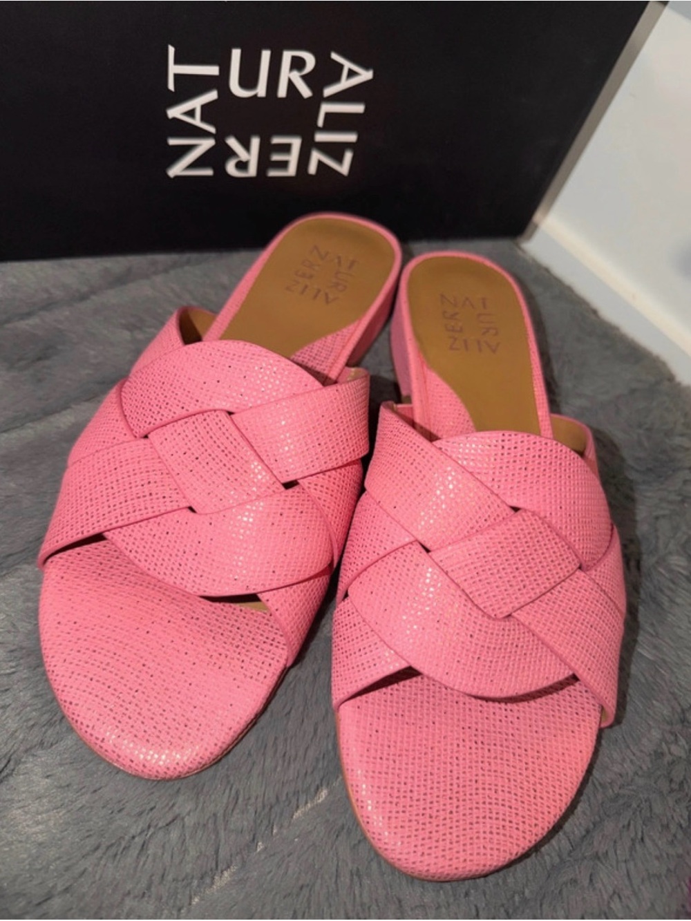 Naturalizer Pink Braided Slip-On Mules - 7.5